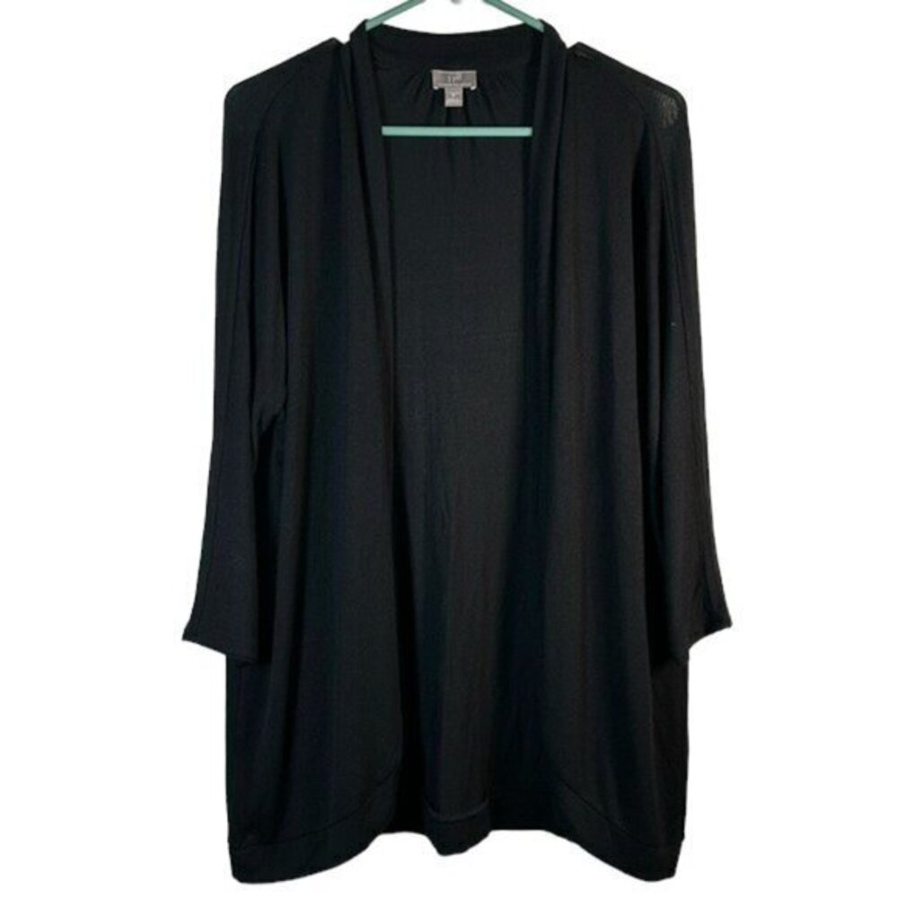 J Jill Wearever Open Front Cardi Black Cardigan Size Medium EUC #AZ-7110